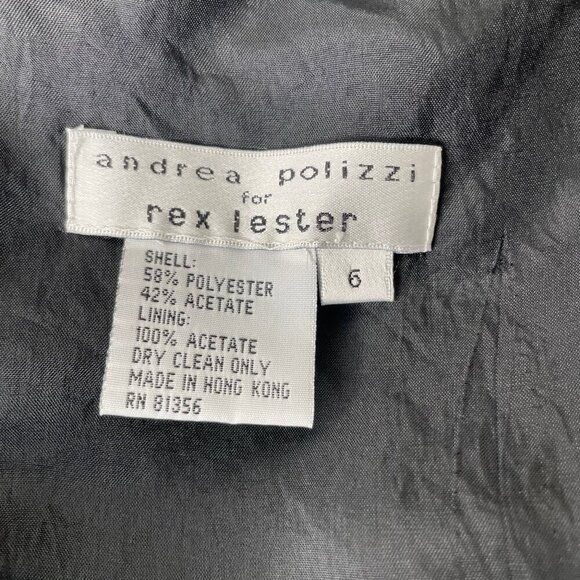Andrea Polizzi for Rex Lester Black Satin Panel Mini Dress Cocktail Party Sz 6 - Picture 6 of 8